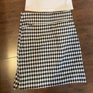 NWOT Jules&Leopold Skirt Check Ginham Black White Midi Stretch Size S